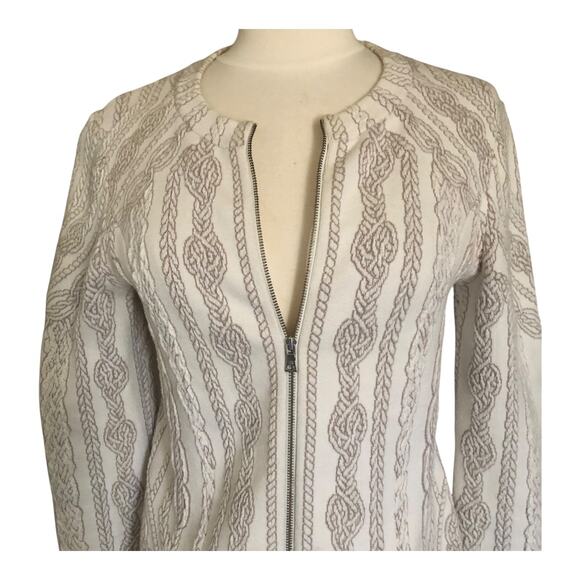 BCBGMaxazria Jacket White Cream Front Zipper Asymmetrical Hem Stretch Women's XS - Picture 3 of 16